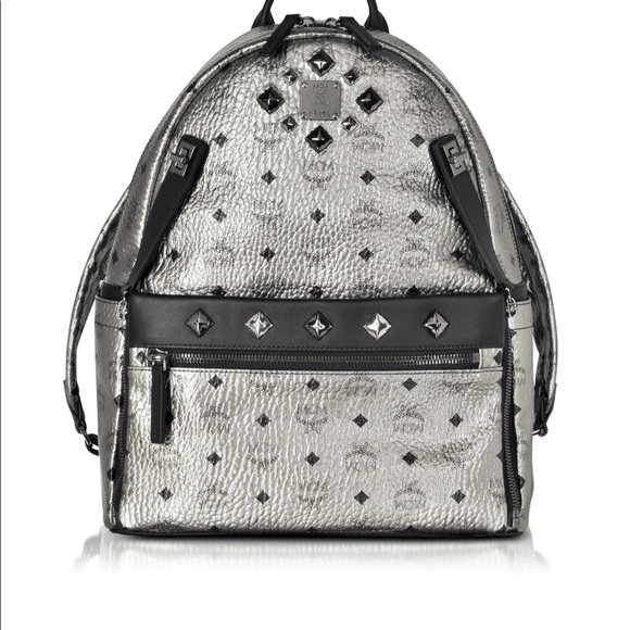 silver mcm bag
